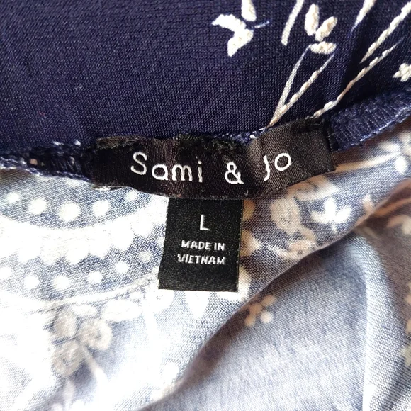 Sami & Jo Flowy Navy Blue Floral Midi Skirt Sz L - Picture 6 of 8